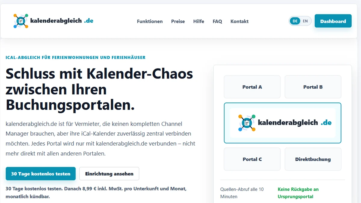 Startseite von Kalenderabgleich.de