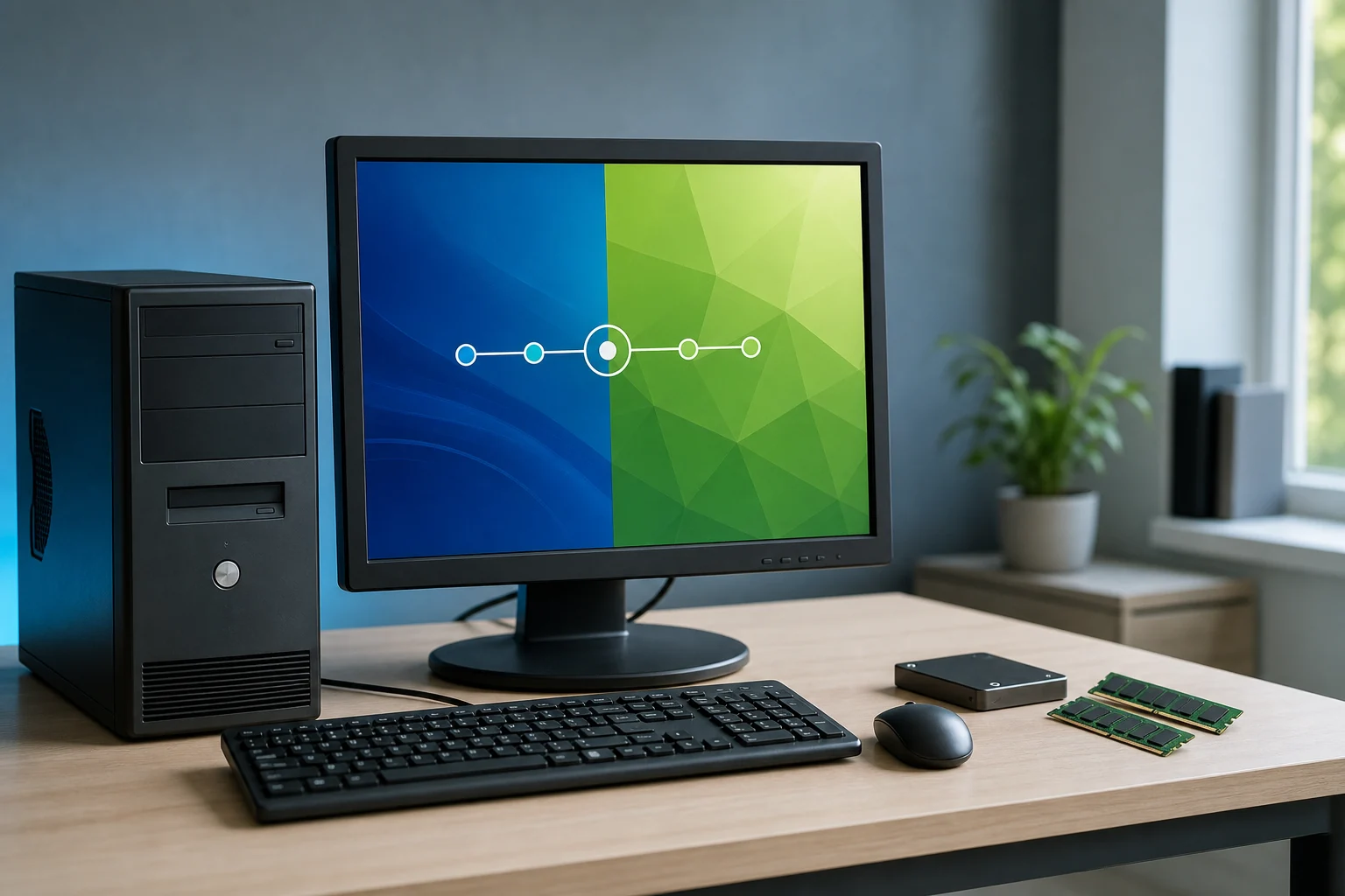 Älterer Computer als Symbol für die Prüfung eines Umstiegs von Windows auf Linux